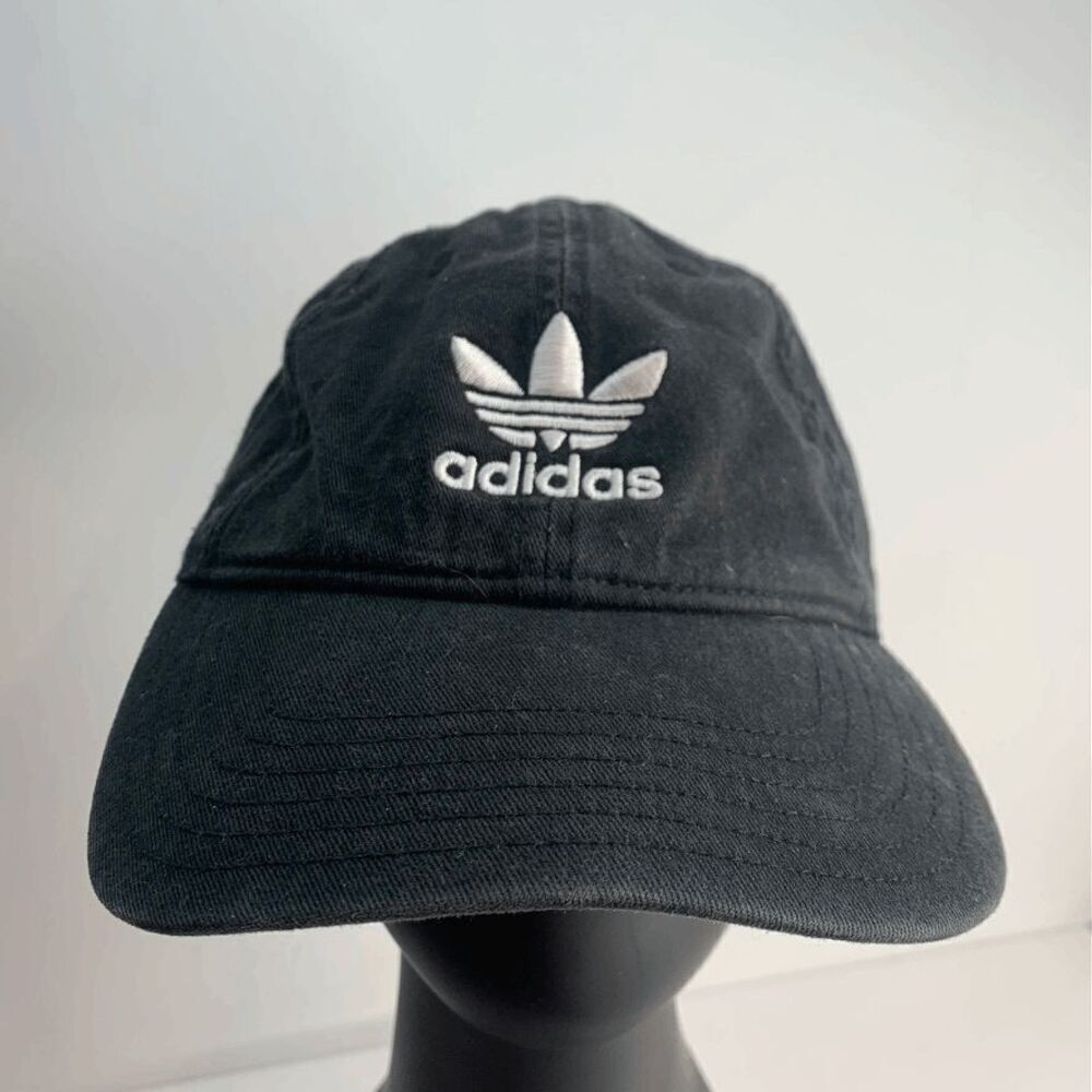 Adidas Hat Mens Adjustable Black White‎ Trefoil Logo Cotton Cap Dad Strapback